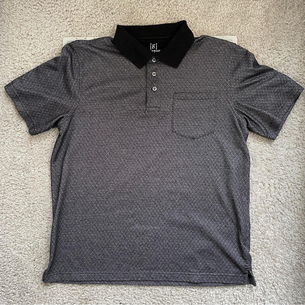 GEORGE BLACK AND GREY POLO SHIRT
SIZE M